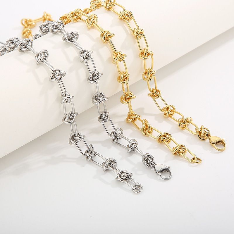 Stainless Steel 18K Gold Plated Simple Style Commute Plating Geometric Bracelets Necklace