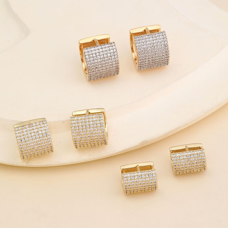 1 Pair Luxurious C Shape Plating Inlay Copper Zircon 18k Gold Plated 24k Gold Plated Earrings