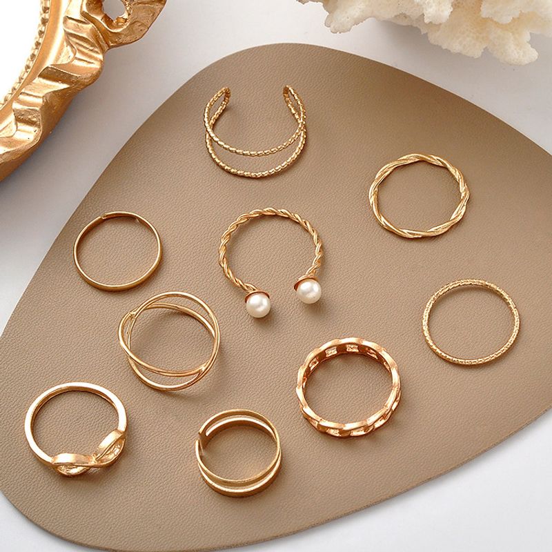 Simple Style Solid Color Alloy Plating Women's Rings