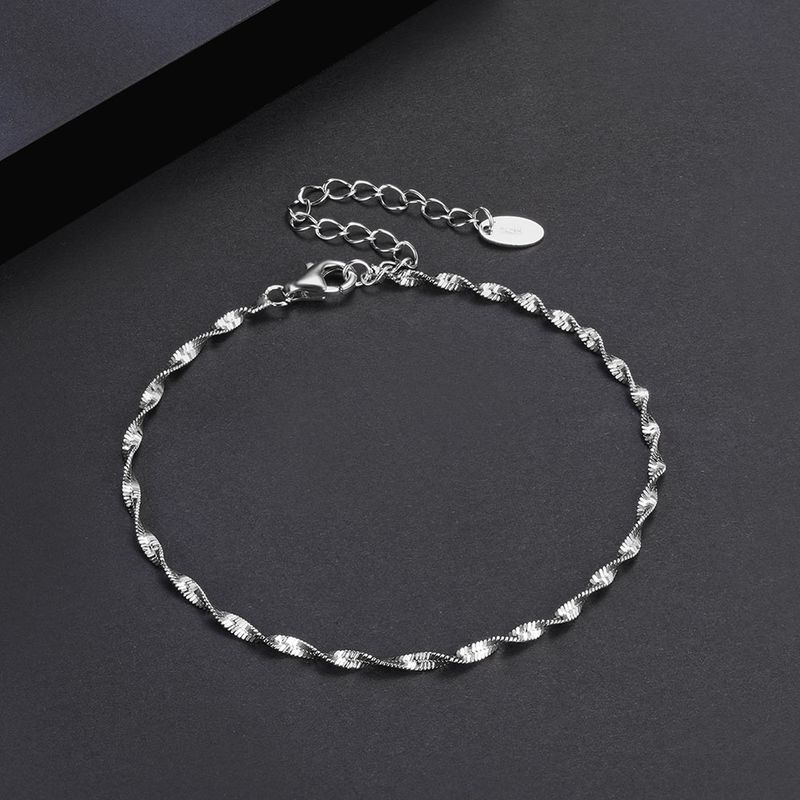 Simple Style Geometric Sterling Silver Plating White Gold Plated Bracelets
