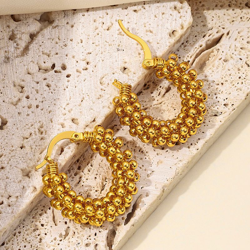 1 Pair Simple Style Geometric Beaded Plating Copper Earrings