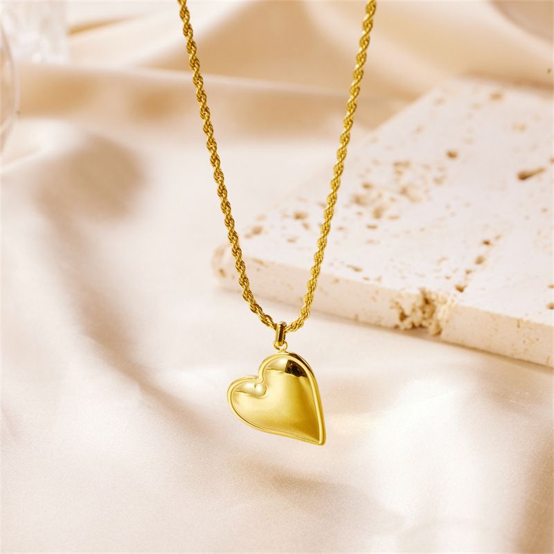 Princess Heart Shape Stainless Steel Beaded Pendant Necklace