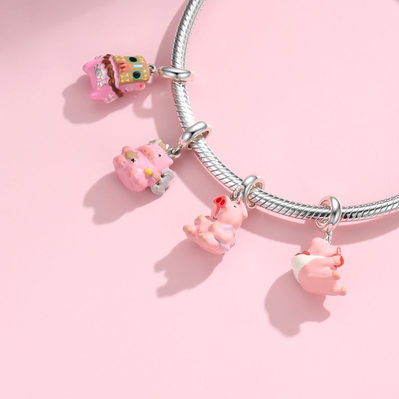 Style De Bande Dessinée Mignon Cochon Argent Sterling Bijoux Accessoires