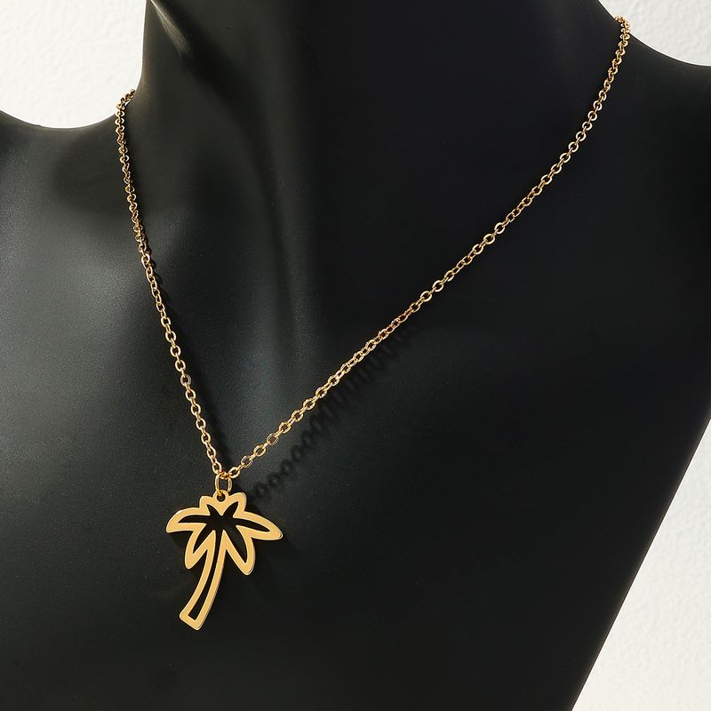 Ig Style Sweet Simple Style Coconut Tree Alloy Hollow Out Women's Pendant Necklace