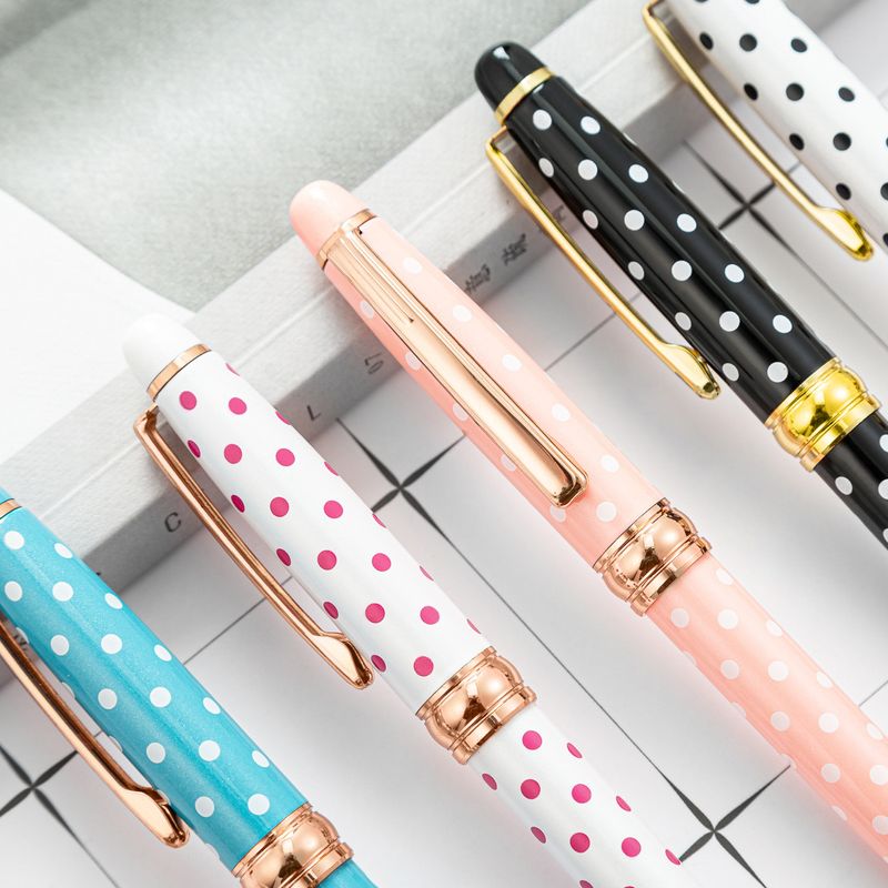 1 Piece Round Dots Color Block Class Learning Metal Cute Ballpoint Pen