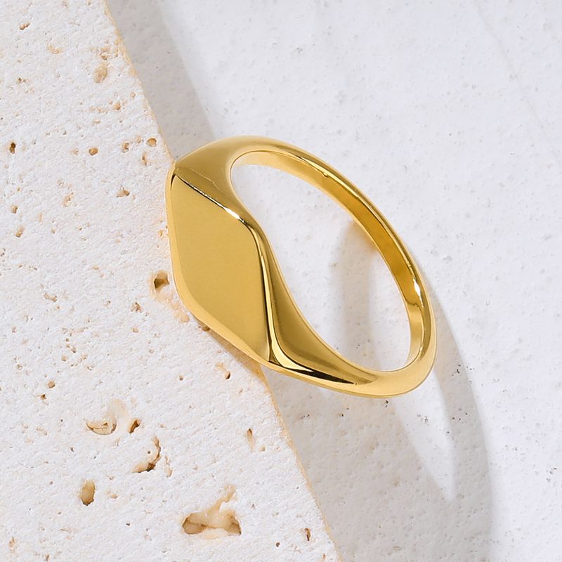 304 Stainless Steel 18K Gold Plated Retro Plating Rhombus Rings