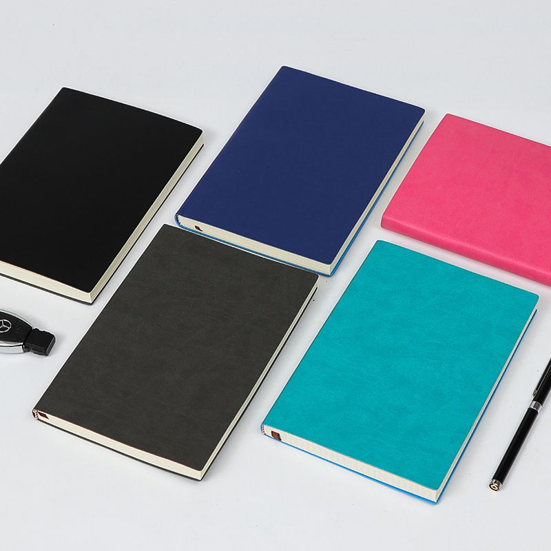 1 Piece Solid Color Learning School Imitation Leather Double Gummed Paper Business Notebook