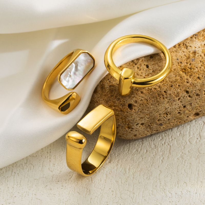 Simple Style Solid Color Stainless Steel Plating 18k Gold Plated Adjustable Ring Open Rings