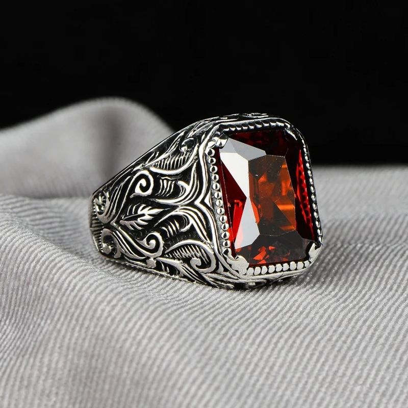 Hip-hop Retro Geometric Alloy Plating Inlay Zircon Men's Rings