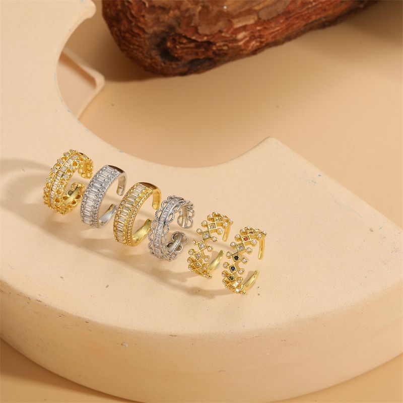 Ig Style French Style Solid Color Sterling Silver Inlay Artificial Pearls Zircon Open Rings