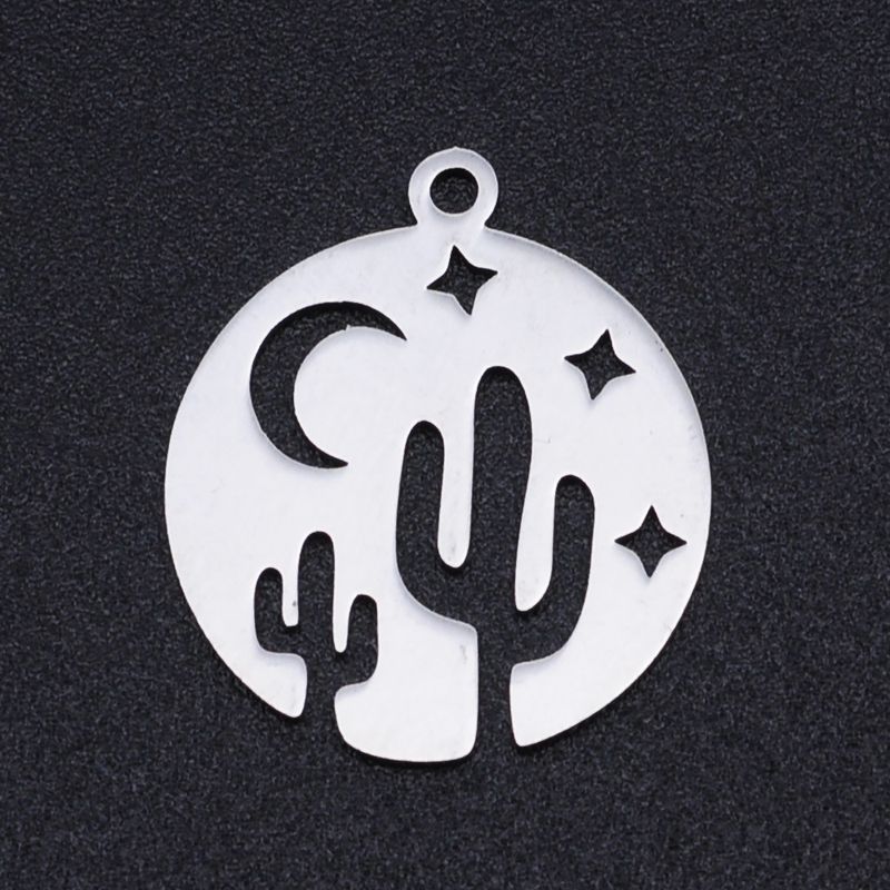 Simple Style Cactus Star Moon Stainless Steel Polishing Plating Gold Plated Jewelry Accessories