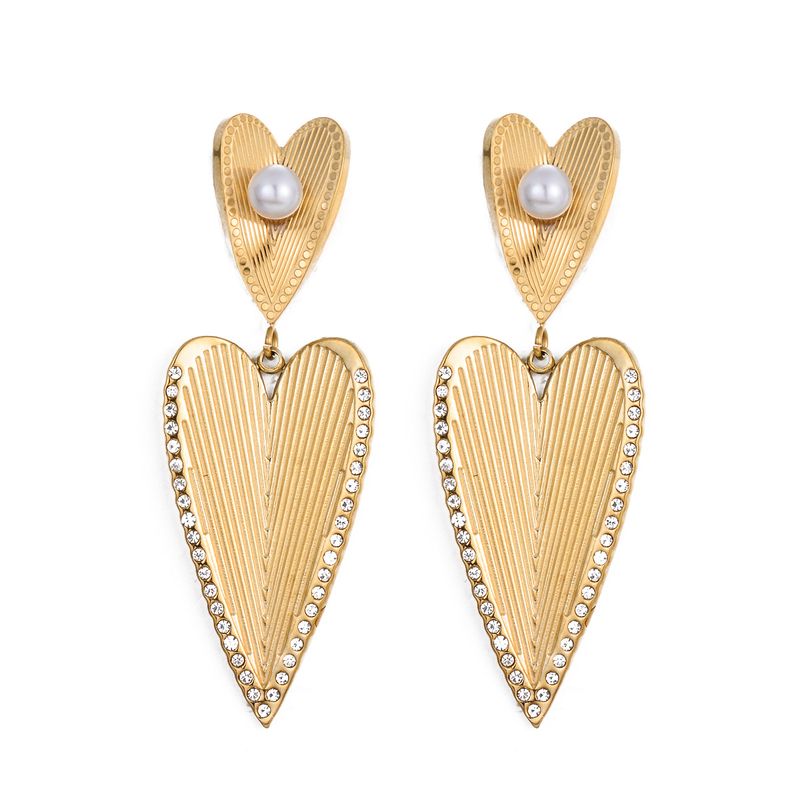 1 Pair Casual Exaggerated Heart Shape Plating Stainless Steel Drop Earrings