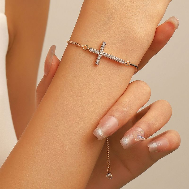 Ig Style Cross Copper Plating 18k Gold Plated Bracelets