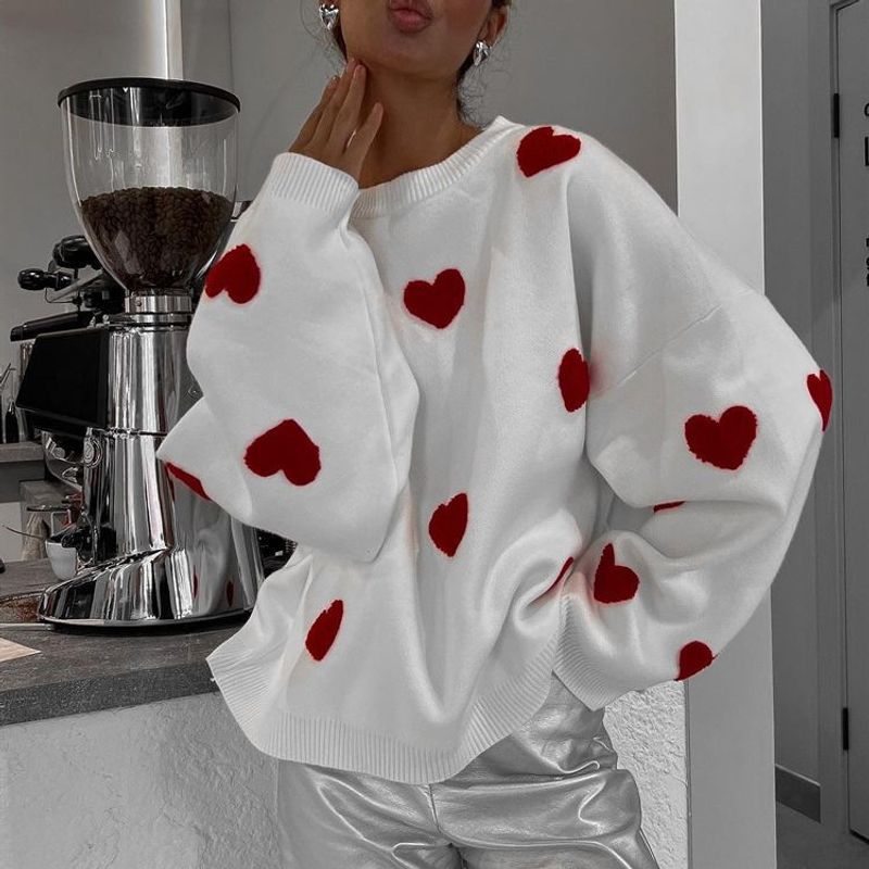 Women's Sweater Long Sleeve Sweaters & Cardigans Streetwear Heart Shape