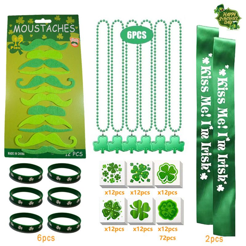 St. Patrick Cartoon Style Shamrock Plastic Party Hanging Ornaments Party Packs Decorative Props