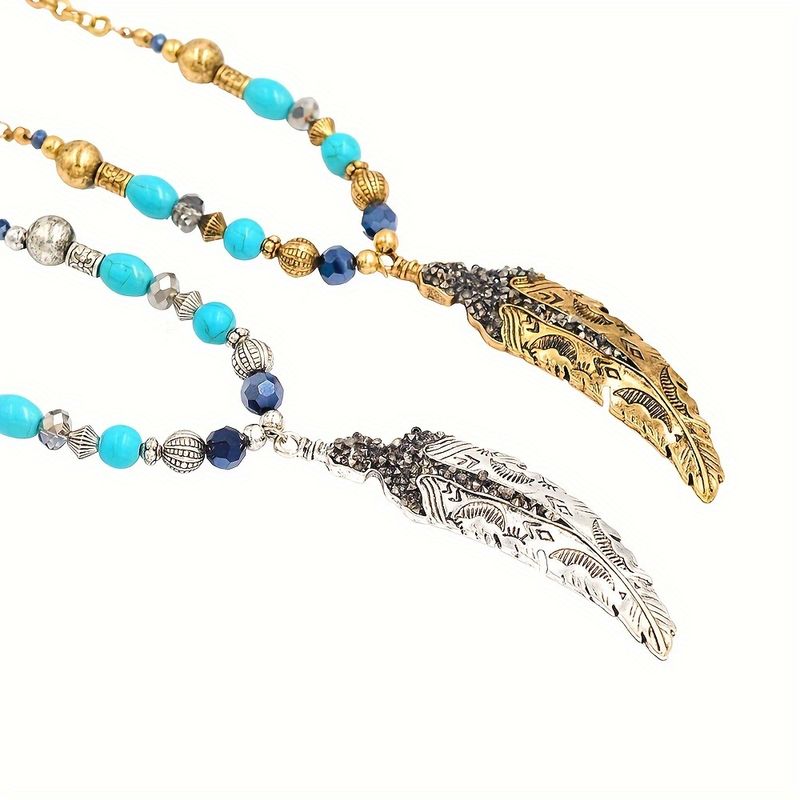 Casual Retro Feather Alloy Beaded Unisex Sweater Chain