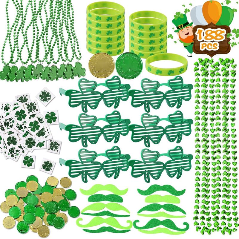 St. Patrick Cartoon Style Shamrock Plastic Holiday Party Colored Ribbons Photography Props Decorative Props