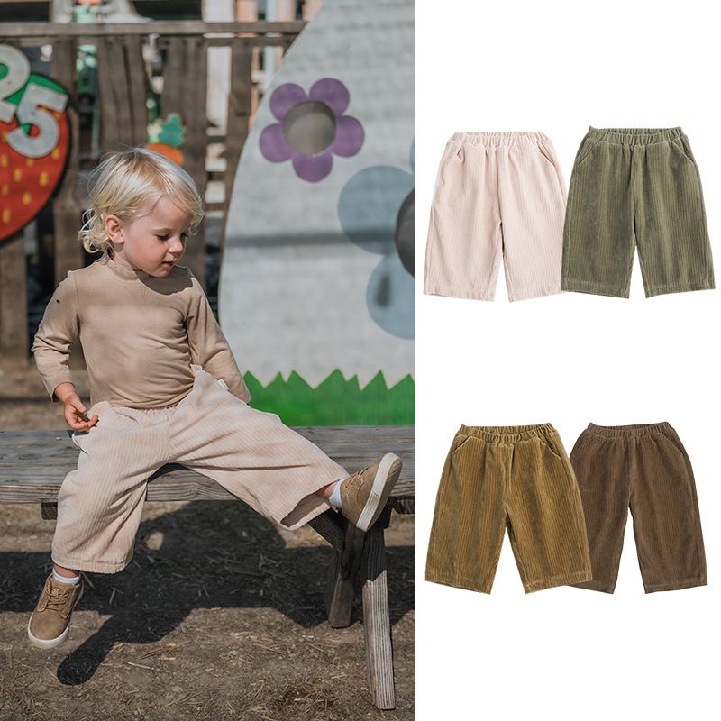 Classic Style Solid Color Cotton Boys Pants
