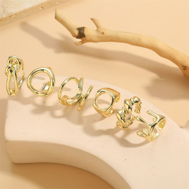 Einfacher Stil Geometrisch Kupfer Überzug 14 Karat Vergoldet Offener Ring