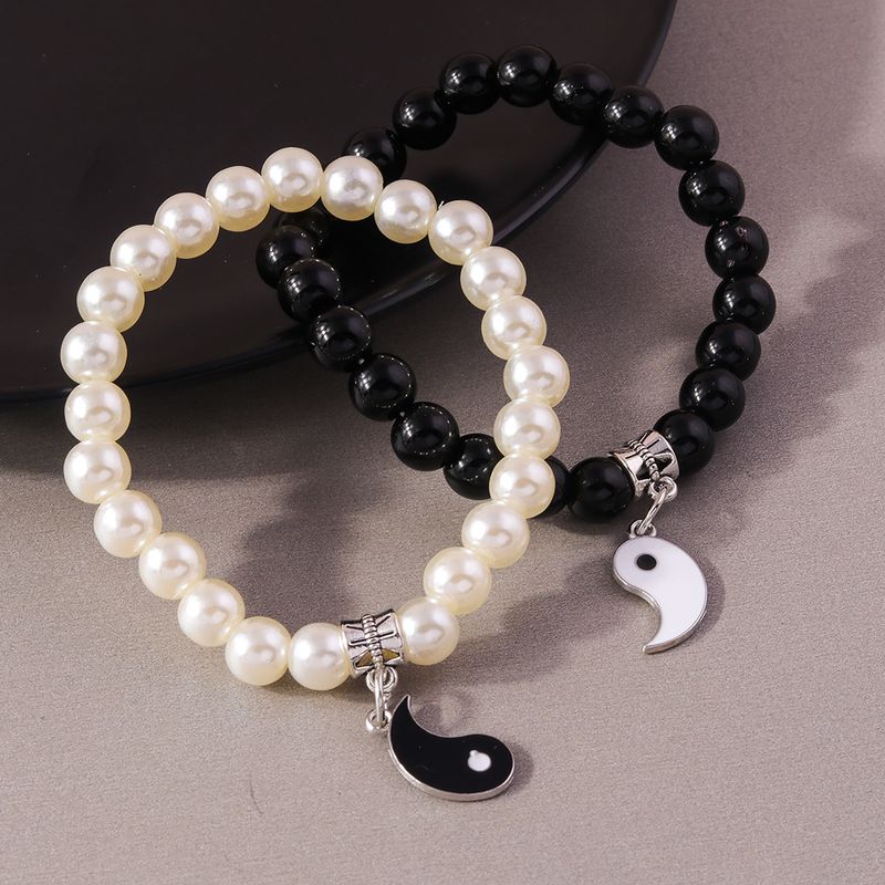 Chinoiserie Runden Perlen Perlen Paar Armbänder