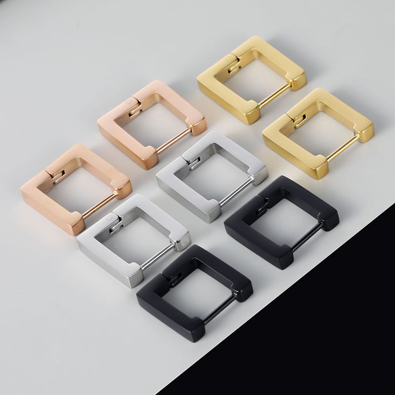 1 Pair Simple Style Classic Style Solid Color Polishing Plating Stainless Steel Rose Gold Plated Gold Plated Earrings