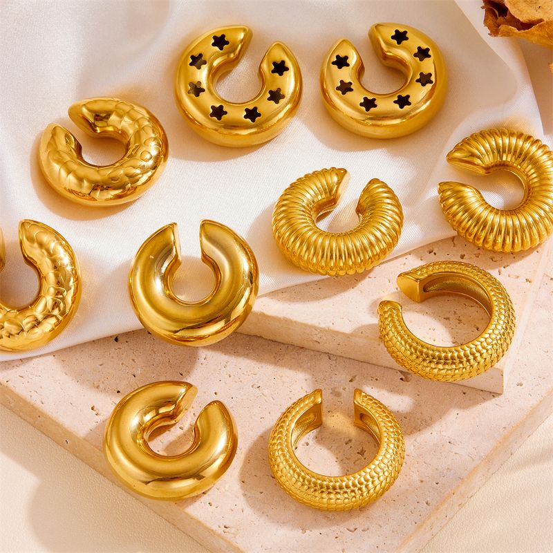 1 Pair Simple Style Classic Style C Shape U Shape Plating Titanium Steel 18K Gold Plated Ear Cuffs