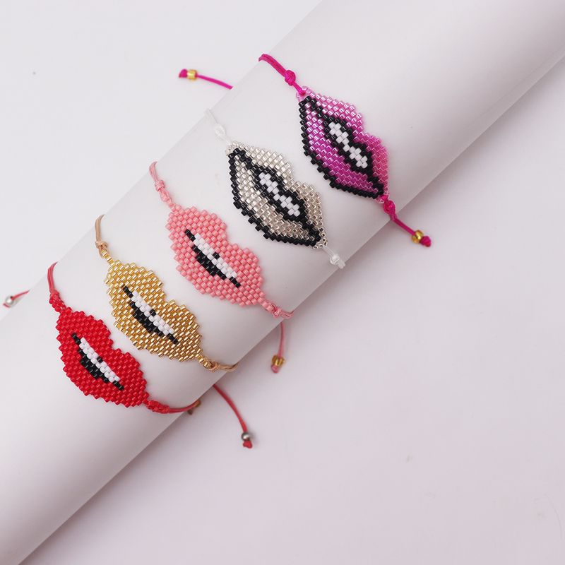 Estilo Ig Elegante Labios Vidrio Hecho A Mano Mujeres Pulsera