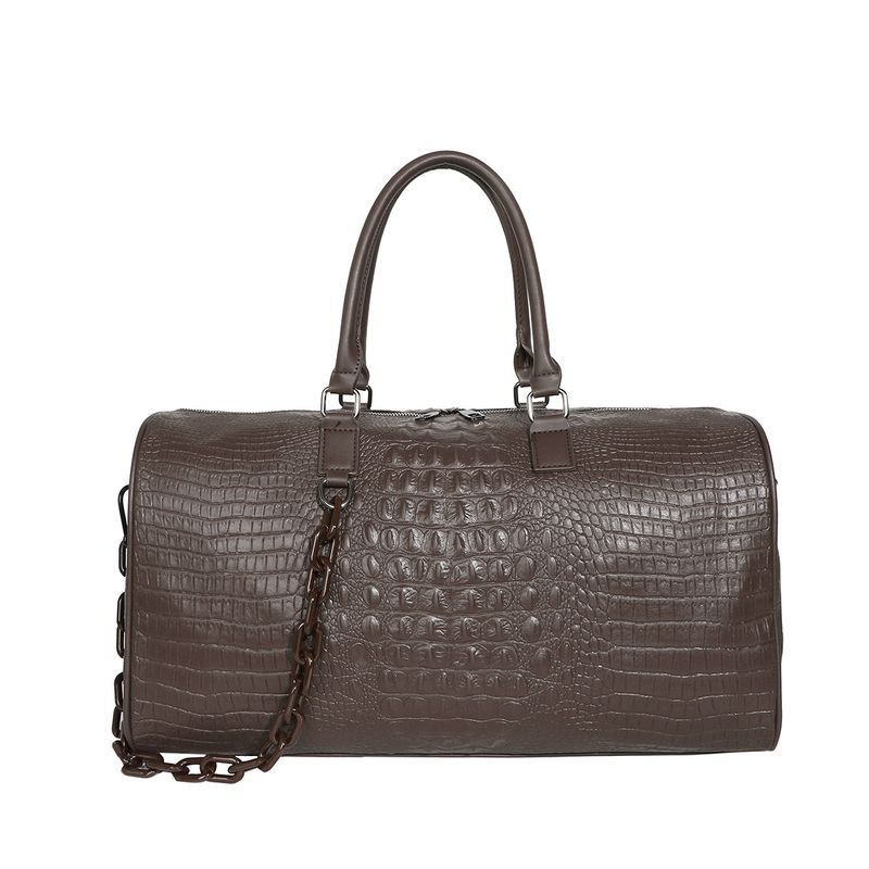 Unisex Pu Leather Solid Color Streetwear Round Zipper Handbag Travel Bag