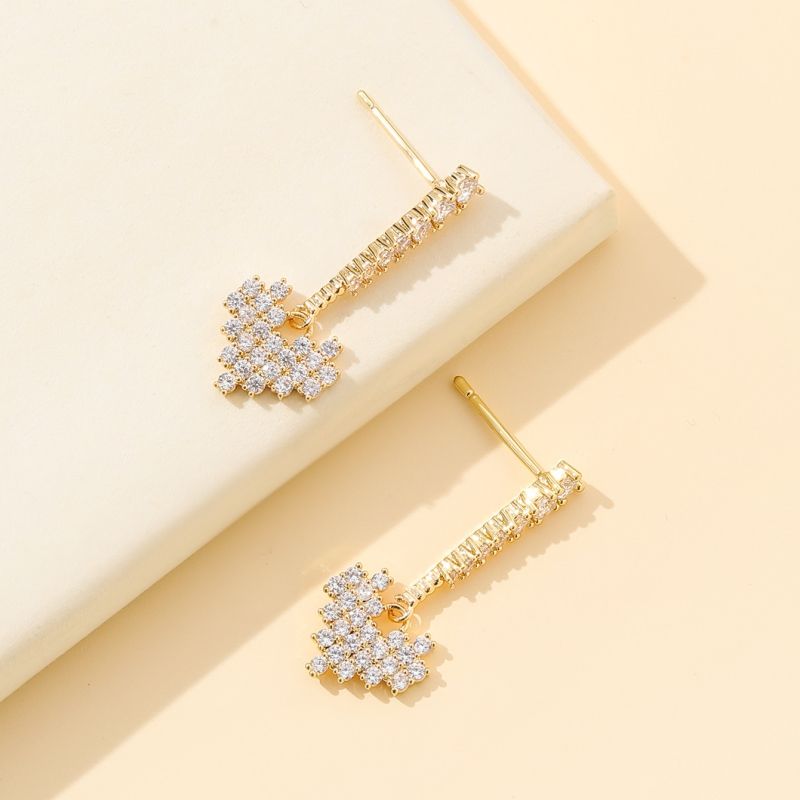 1 Pair Ig Style Vintage Style Heart Shape Plating Inlay Copper Zircon White Gold Plated Drop Earrings