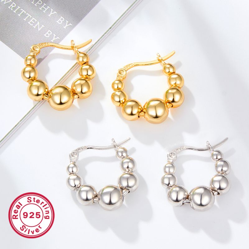 1 Pair Casual Streetwear Round Plating Sterling Silver 18k Gold Plated Rhodium Plated Earrings