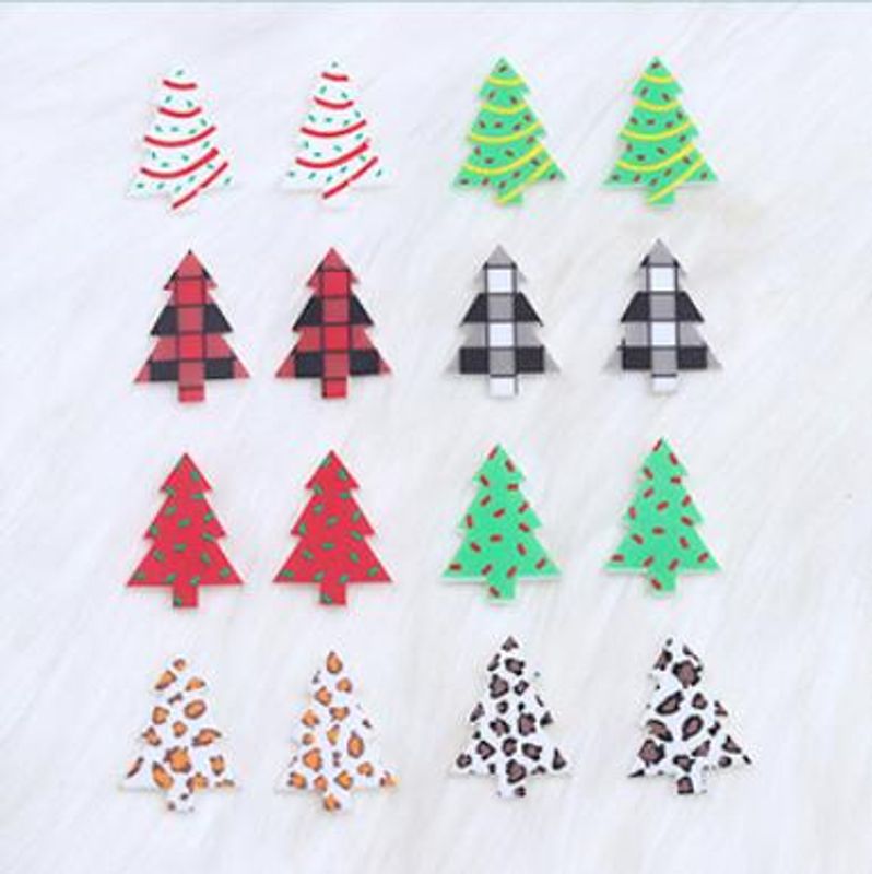 1 Pair Sweet Simple Style Christmas Tree Arylic Wood Ear Studs