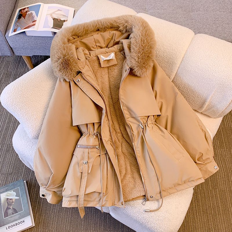 Women's Casual Solid Color Pocket Zipper Coat Cotton Clothes