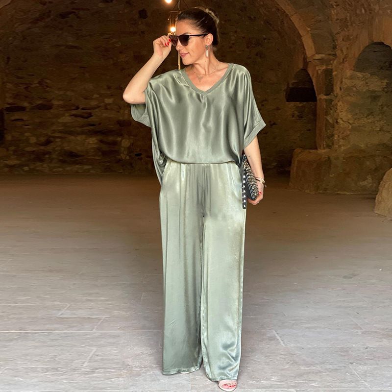 Daily Street Women's Simple Style Solid Color Polyester Pocket Pants Sets Pants Sets