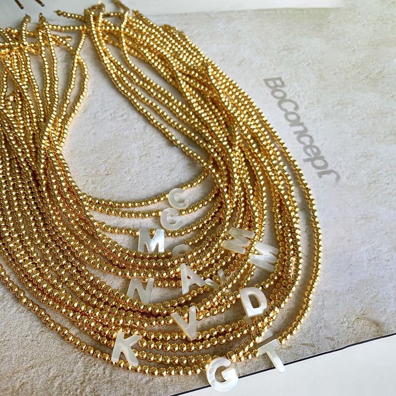Vintage Style Letter Shell Copper Wholesale Pendant Necklace