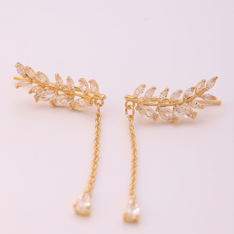 1 Pair Ig Style Streetwear Grain Plating Inlay Brass Zircon 18k Gold Plated Drop Earrings