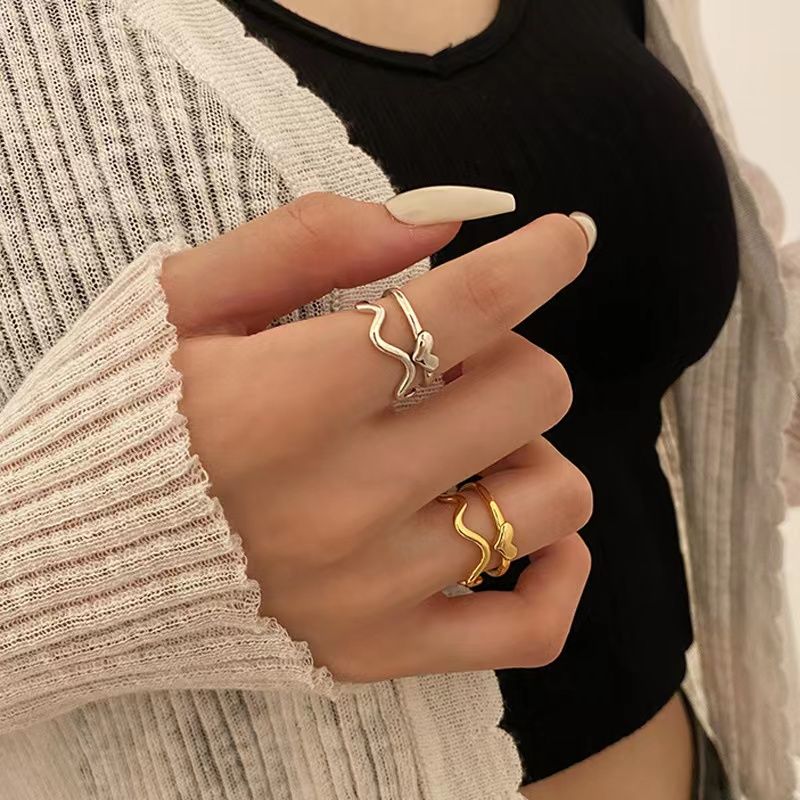 Vintage Style Snake Titanium Steel Open Rings In Bulk