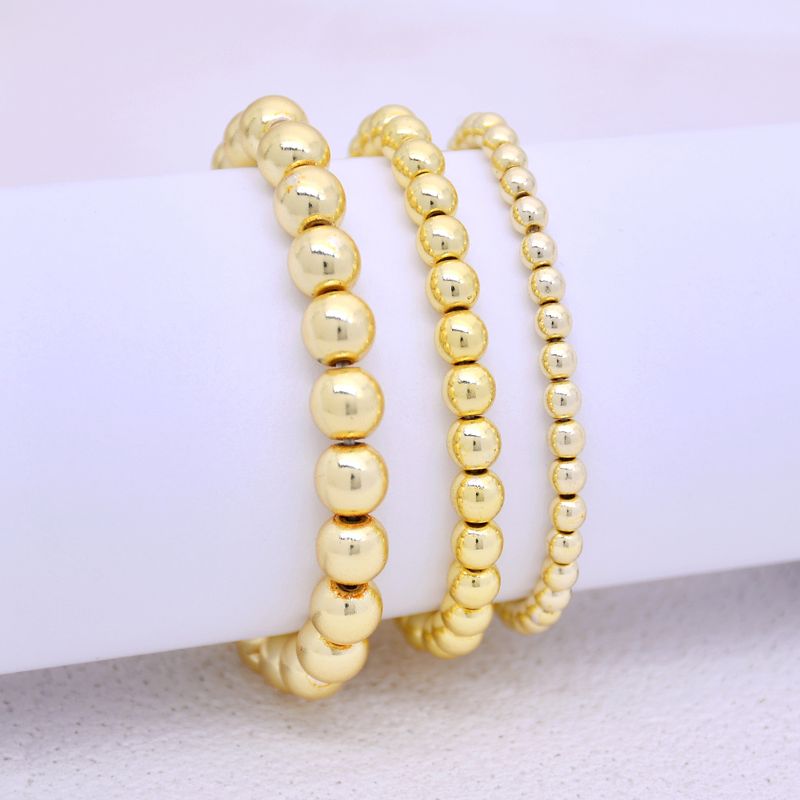 Einfacher Stil Klassischer Stil Runden Legierung Perlen Handgemacht Überzug Vergoldet Unisex Armbänder