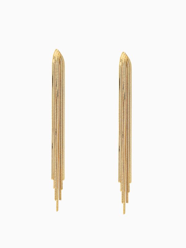1 Pair Elegant Classic Style Solid Color Tassel Plating Copper 18k Gold Plated Drop Earrings