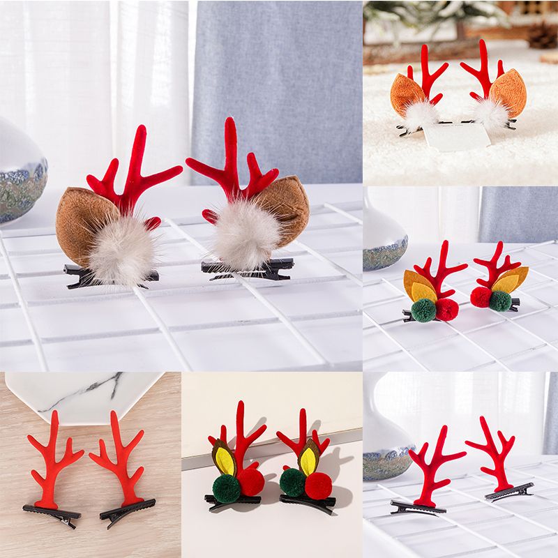 Cute Christmas Hairball Antlers Synthetics Flannel Hair Clip