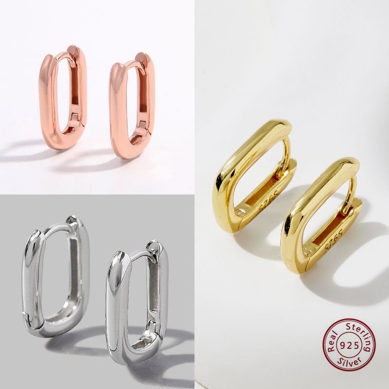 1 Pair Simple Style Commute Geometric Plating Sterling Silver 14k Gold Plated Rose Gold Plated White Gold Plated Earrings