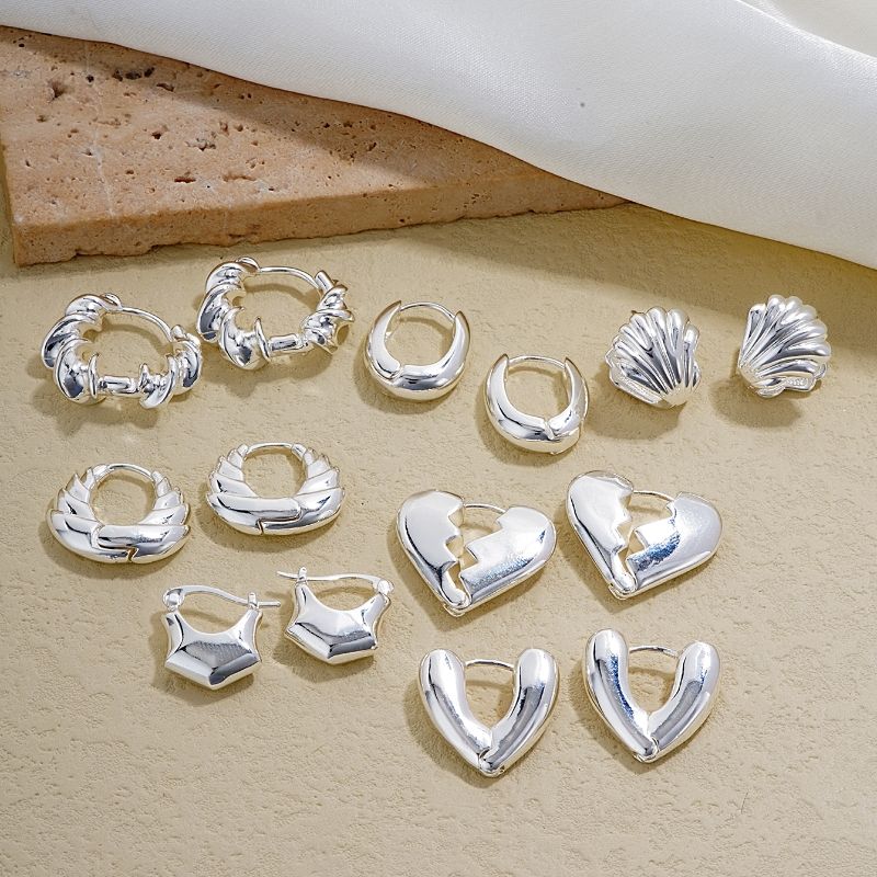 1 Pair Simple Style Geometric Heart Shape Plating 304 Stainless Steel Ear Studs