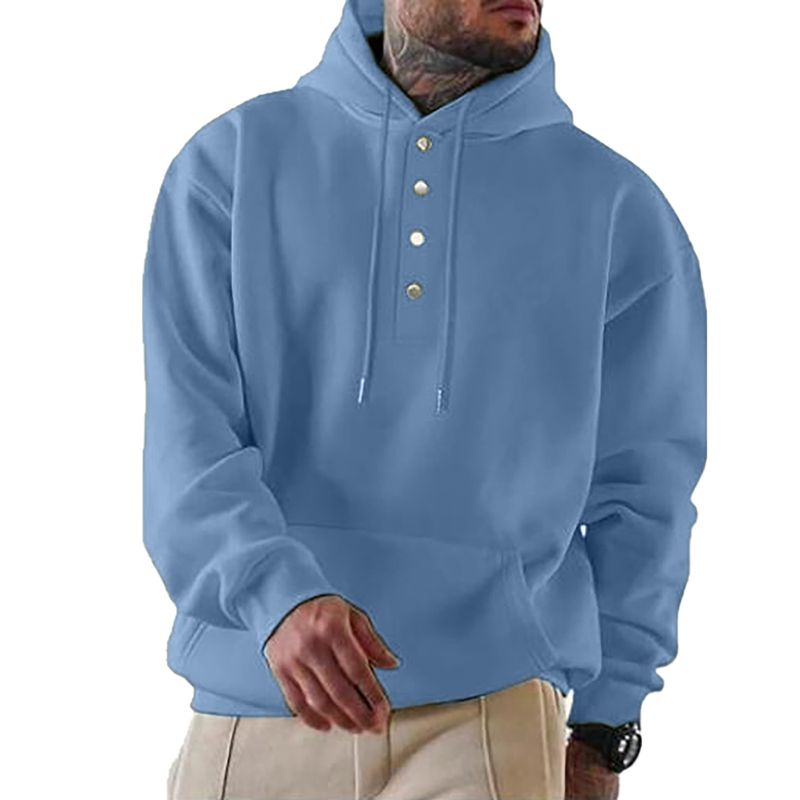 Men's Solid Color Classic Style Streetwear Long Sleeve Loose Hooded