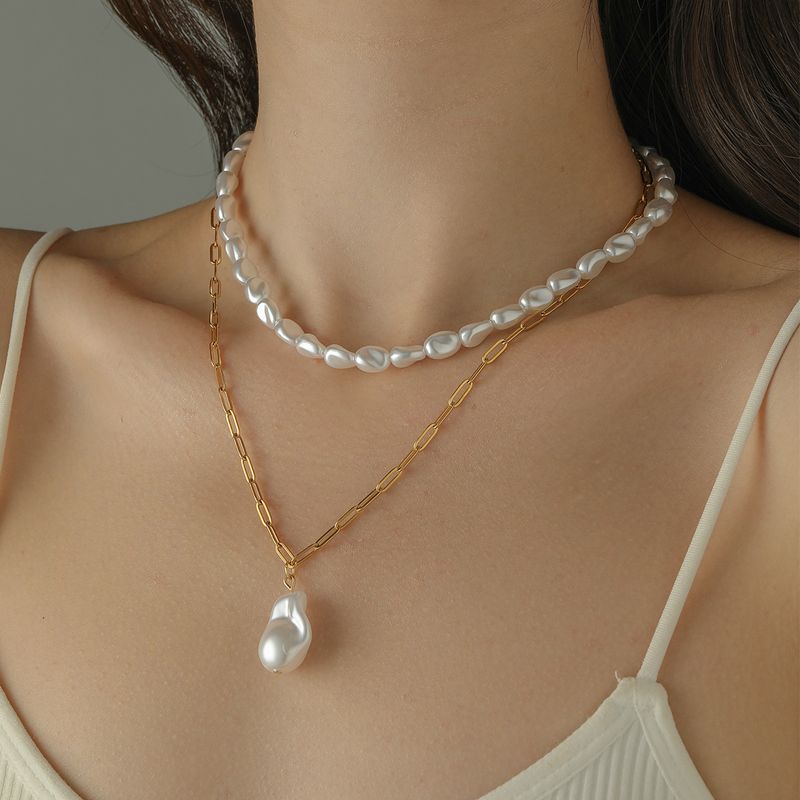 Wholesale Simple Style Classic Style Round Stainless Steel Beaded Pendant Necklace