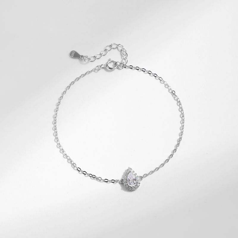 Style Ig Élégant Les Gouttelettes D'eau Argent Sterling Placage Incruster Zircon Plaqué Rhodium Bracelets