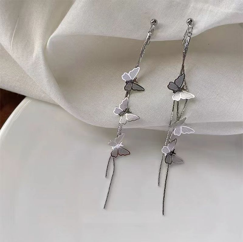 1 Pair Simple Style Classic Style Butterfly Plating Alloy White Gold Plated Drop Earrings