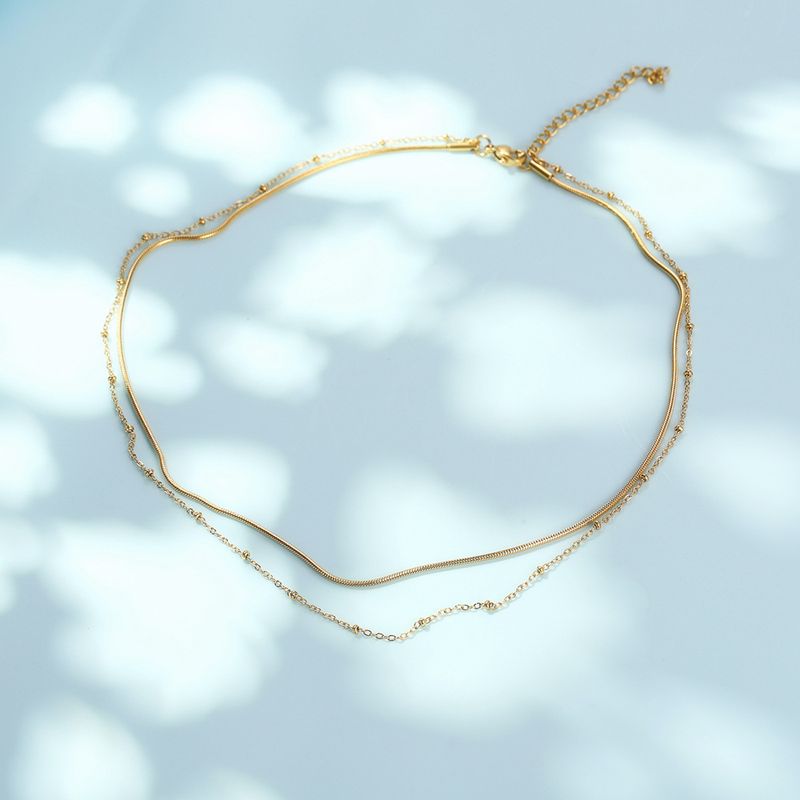 Edelstahl 304 18 Karat Vergoldet Einfacher Stil Klassischer Stil Überzug Einfarbig Geschichtete Halskette