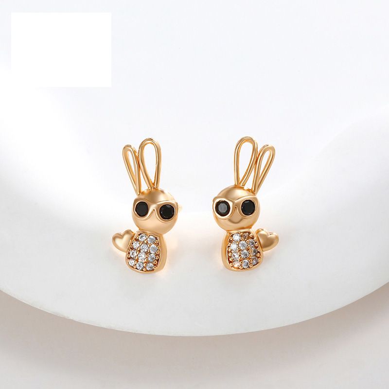 1 Pair Cute Xuping Sweet Rabbit Plating Copper Alloy 18k Gold Plated Ear Studs