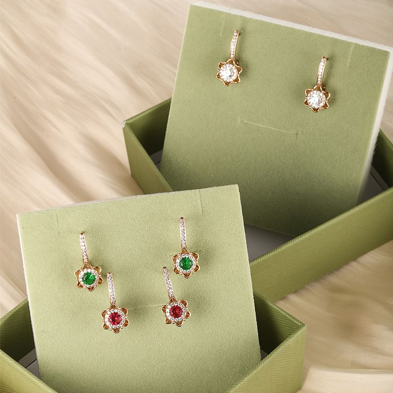 1 Pair Cute Xuping Pastoral Sunflower Plating Inlay Copper Alloy Artificial Gemstones 18k Gold Plated Drop Earrings