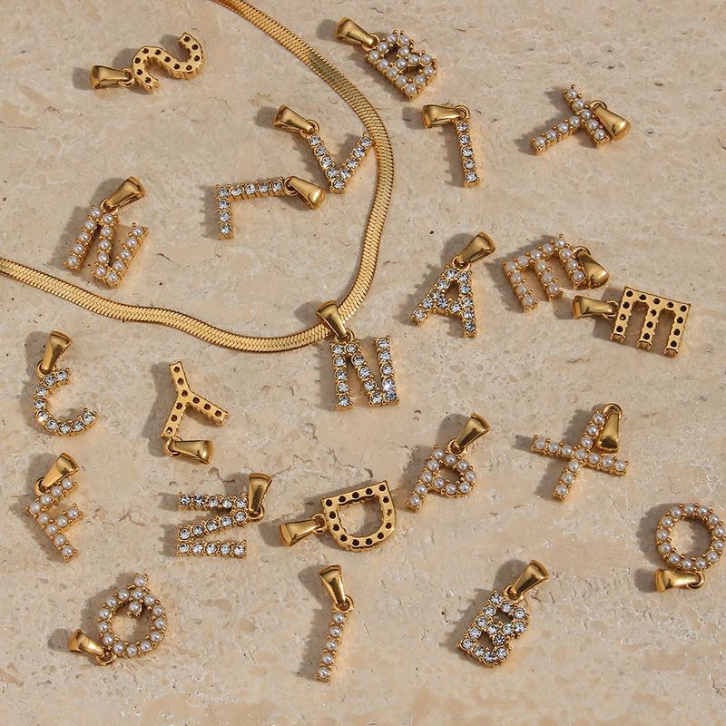 1 Pieza Acero Inoxidable Perlas Artificiales Circón Chapado En Oro De 18 Quilates. Embutido Pulido Colgante