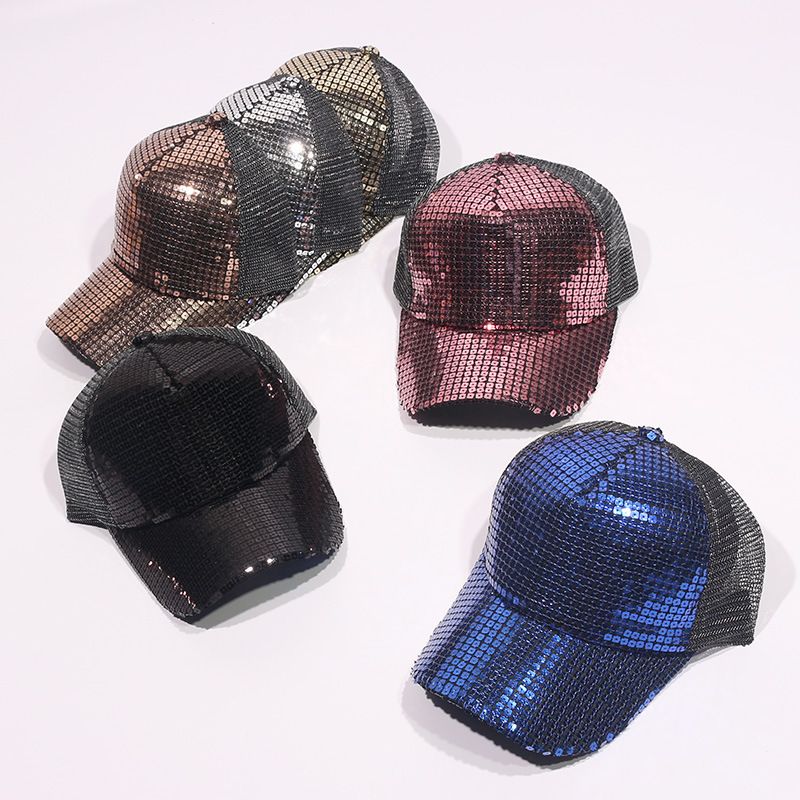 Unisex Casual Korean Style Geometric Sequins Patchwork Curved Eaves Baseball Cap